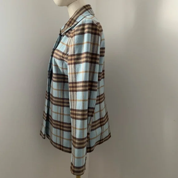 Vintage Doncaster Wool Angora Blend Blue and Brown Plaid Jacket - Picture 6 of 15